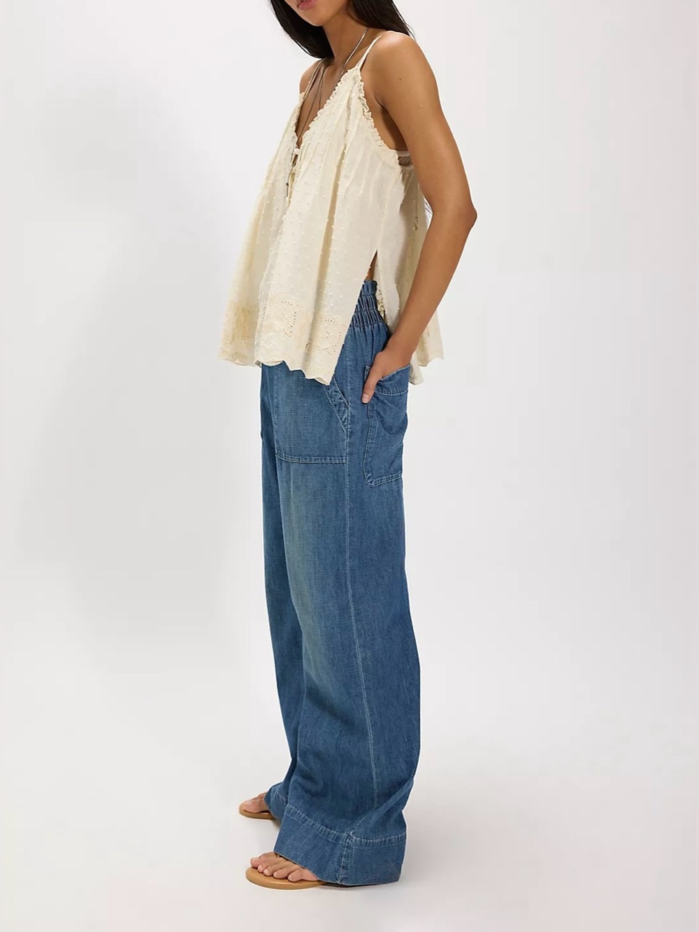 NWT Free People We The Free Breezy Denim Pull-On Jeans- cobalt dark blue - SMALL - Picture 5 of 11
